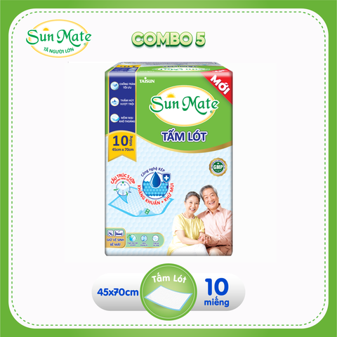  COMBO 5 GÓI tấm lót người lớn SunMate (10 Miếng) 