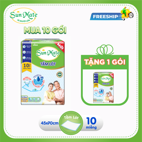  COMBO 10 GÓI tấm lót người lớn SunMate (10 Miếng) Tặng 1 gói tấm lót 