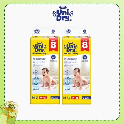  Combo 2 Tã quần UniDry Siêu khô thoáng gói Jumbo mới size M76/L68/XL60/XXL54 +8 miếng 