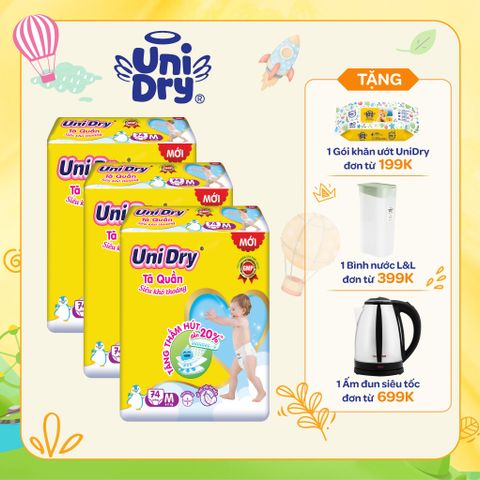  Combo 3 Tã quần UniDry Siêu khô thoáng gói Super Jumbo size M74 