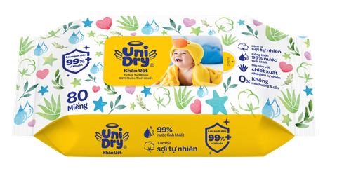  Thùng 24 gói  Khăn ướt em bé UniDry Baby  80 miếng 