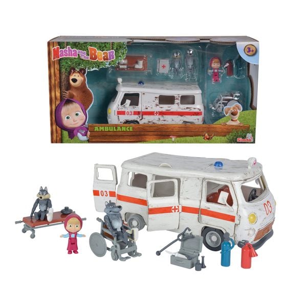  109309863 Đồ Chơi Xe Cứu Thương MASHA AND THE BEAR Masha Playset 