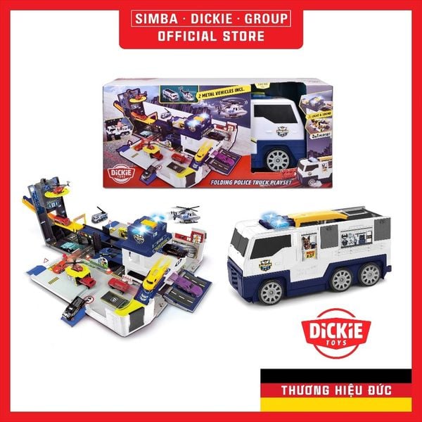  203339002 Bộ Đồ Chơi Mô Hình Cảnh Sát DICKIE TOYS Folding Police Truck Playset 