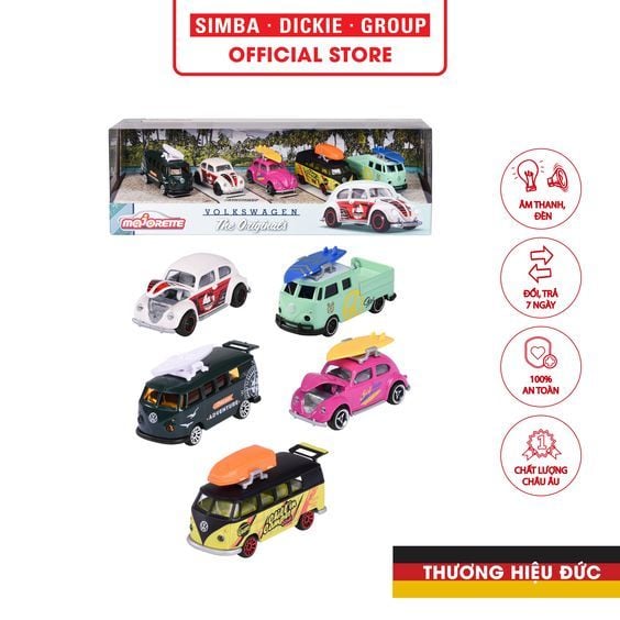  212055008 Xe Mô Hình MAJORETTE VW The Originals 5 Pieces Pack 