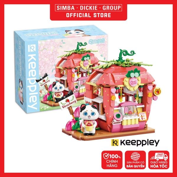  Đồ Chơi Lắp Ráp KEEPPLEY Lovely Street Tuxedo Cat Strawberry House Building Blocks K28008 