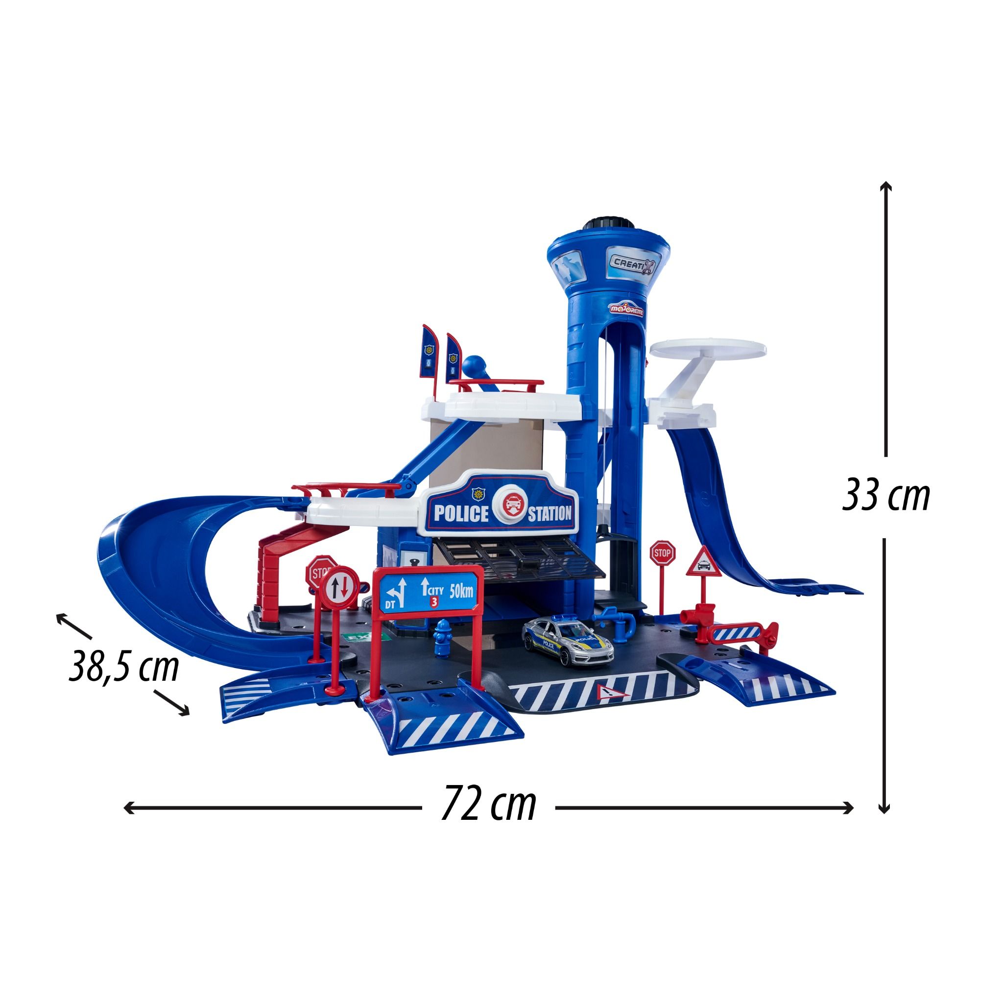  212050036 Bộ Đồ Chơi Xe Mô Hình Cảnh Sát MAJORETTE Creatix Police Station 