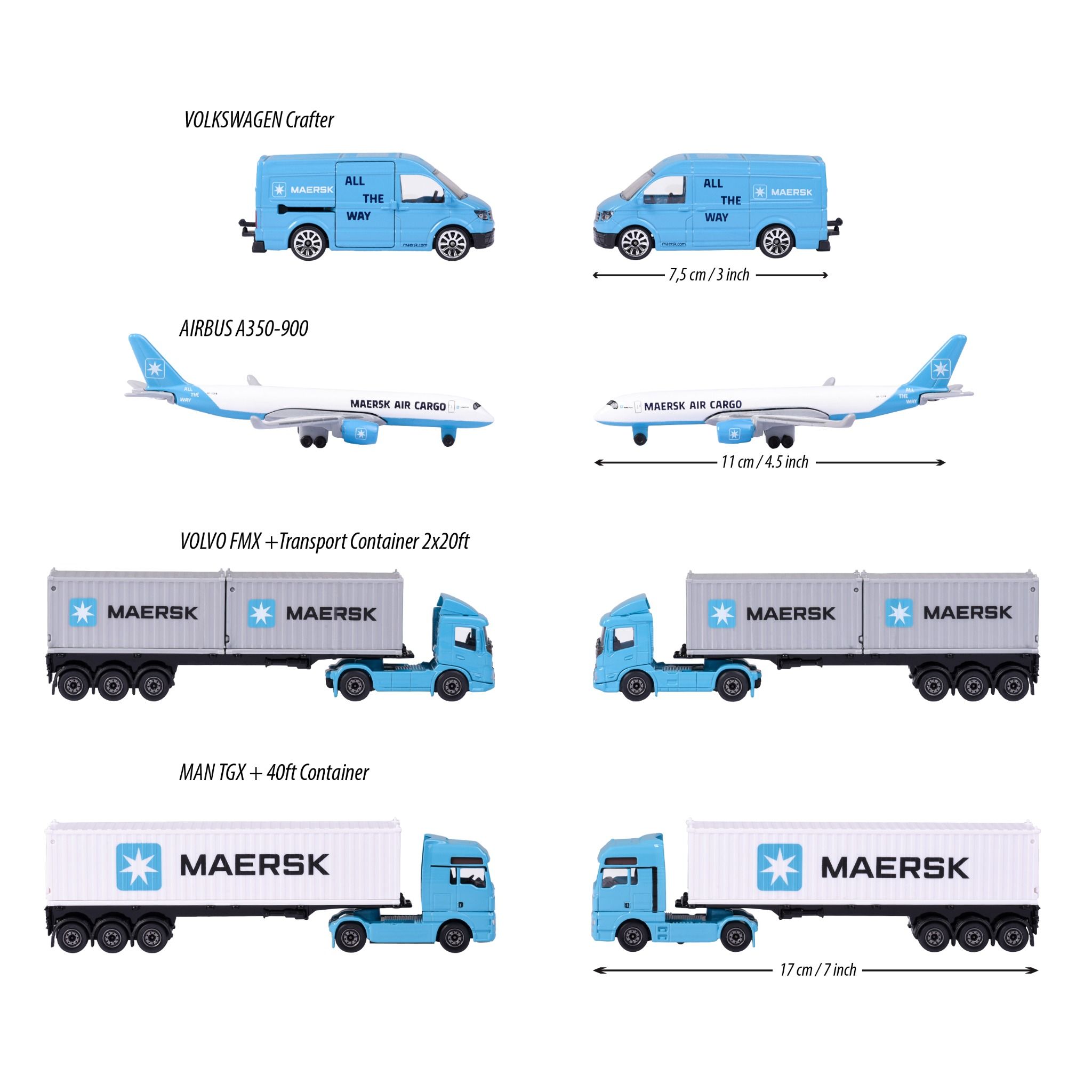  212057289 Xe Mô Hình MAJORETTE MAERSK Transport Vehicles 