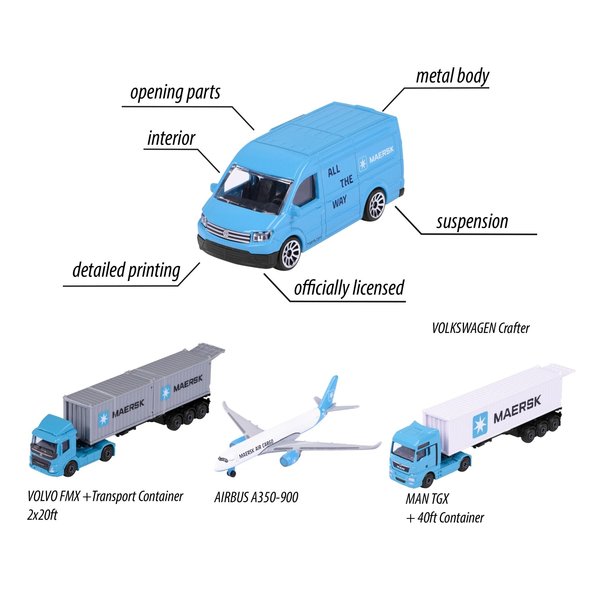  212057289 Xe Mô Hình MAJORETTE MAERSK Transport Vehicles 