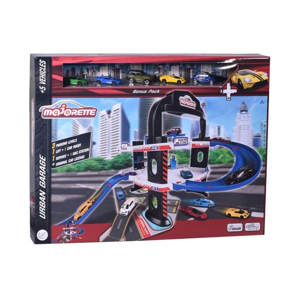  212059986 Bộ Đồ Chơi Mô Hình 3 Tầng MAJORETTE Urban Garage + 5 Cars 