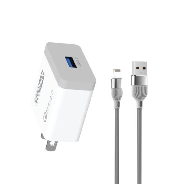 Bộ sạc nhanh 18W Vivumax FI300 kèm cáp Lightning (IPhone/IPad/Airpod...) - Hàng Chính Hãng, Bảo Hành 12 Tháng (Đổi Mới)