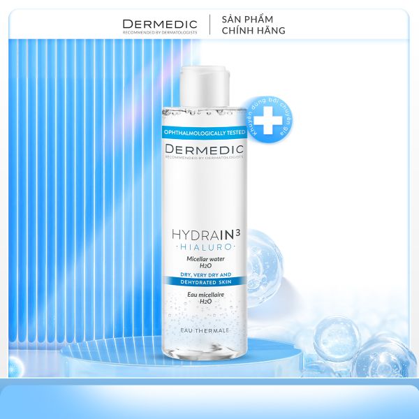  Nước tẩy trang Dermedic 2 in 1 cho da khô cấp ẩm HA Hydrain3 Hialuro Micellar Water H2O 200 ml 