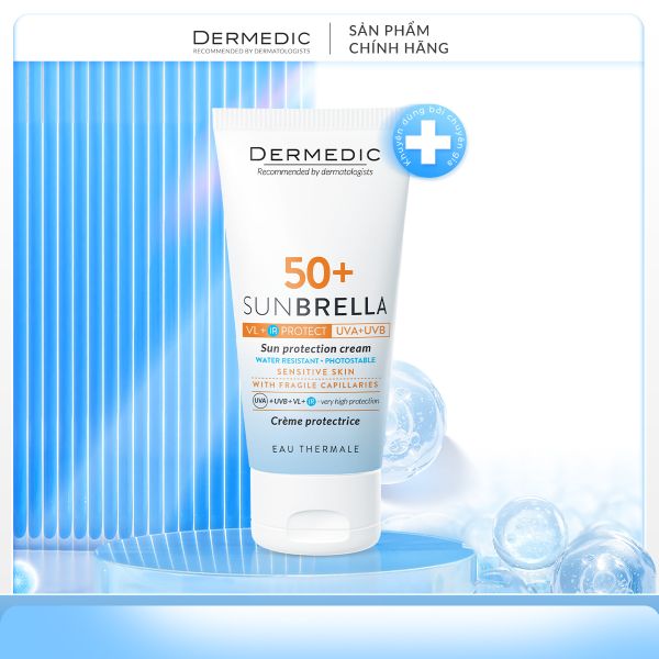  Kem chống nắng cho da nhiễm corticoid SUNBRELLA SPF50+ Sun Protection Cream Skin With Fragile Capillaries 50g 