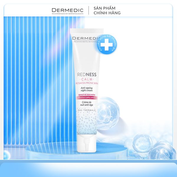  Kem dưỡng da nhạy cảm mẫn đỏ chống lão hóa ban đêm Dermedic Redness Rosacea Prone Skin Anti-Ageing Night Cream 40ml 