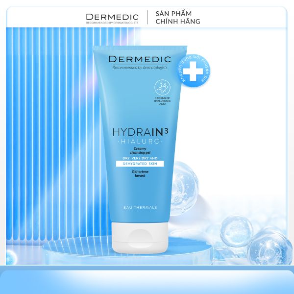  Sữa Rửa Mặt Cấp Ẩm & Mịn Da Dermedic Hydrain3 Hialuro Creamy Cleansing Gel 200ml 