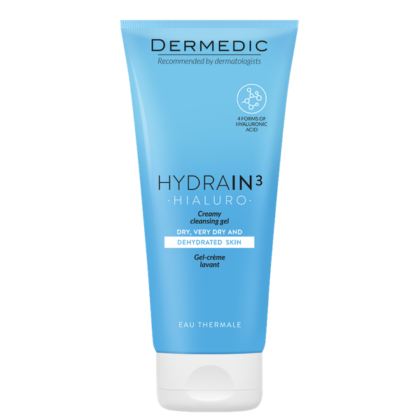  Kem rửa mặt làm sạch sâu, ẩm mượt cho da Dermedic Hydrain3 Hialuro Creamy cleansing gel 200ml 