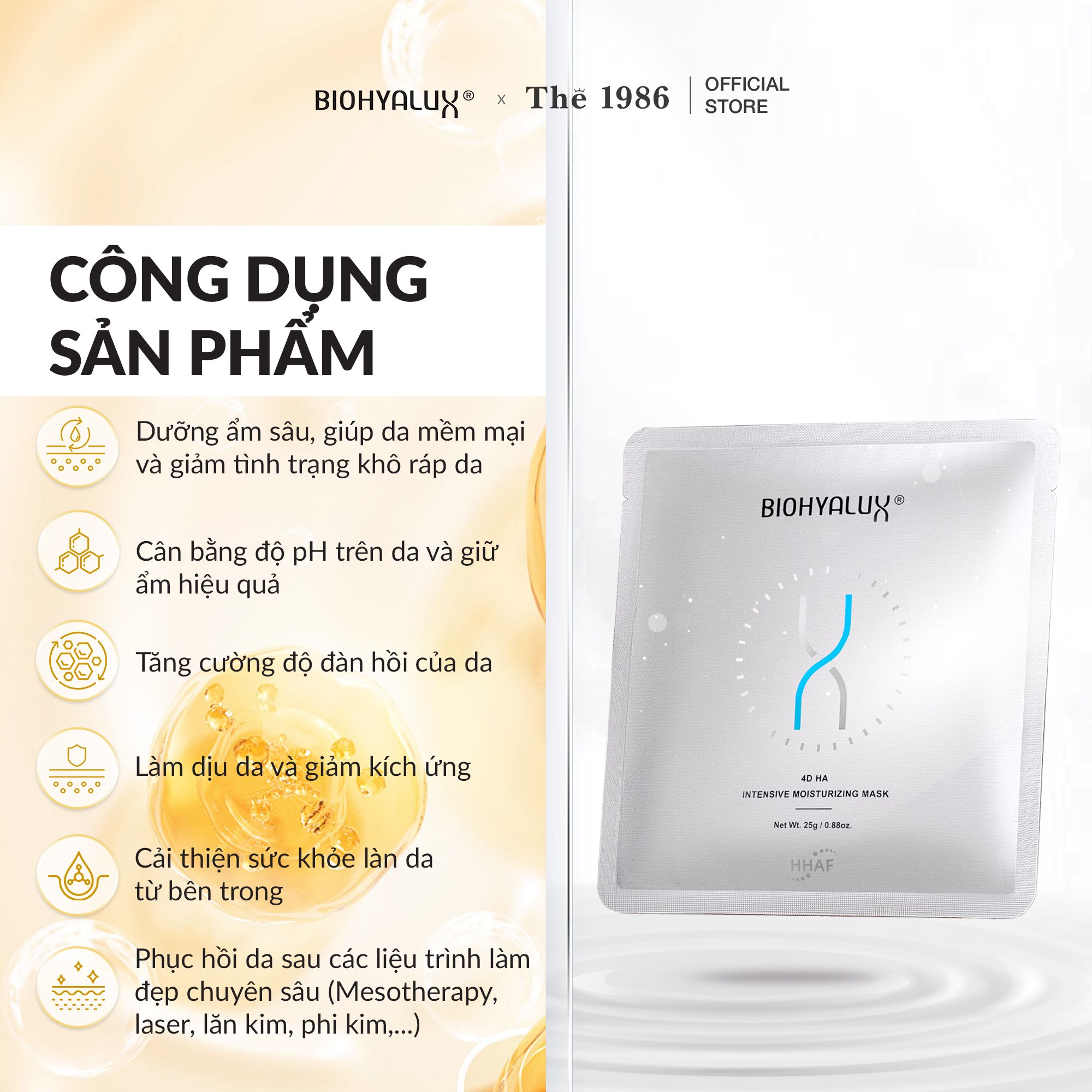  Mặt Nạ HA 4D Cấp Ẩm Chuyên Sâu Biohyalux 4D HA Intensive Moisturizing Mask 25g 
