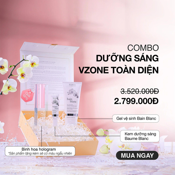  Combo Dưỡng Sáng Vzone Toàn Diện (Bain Blanc & Baume Blanc) 