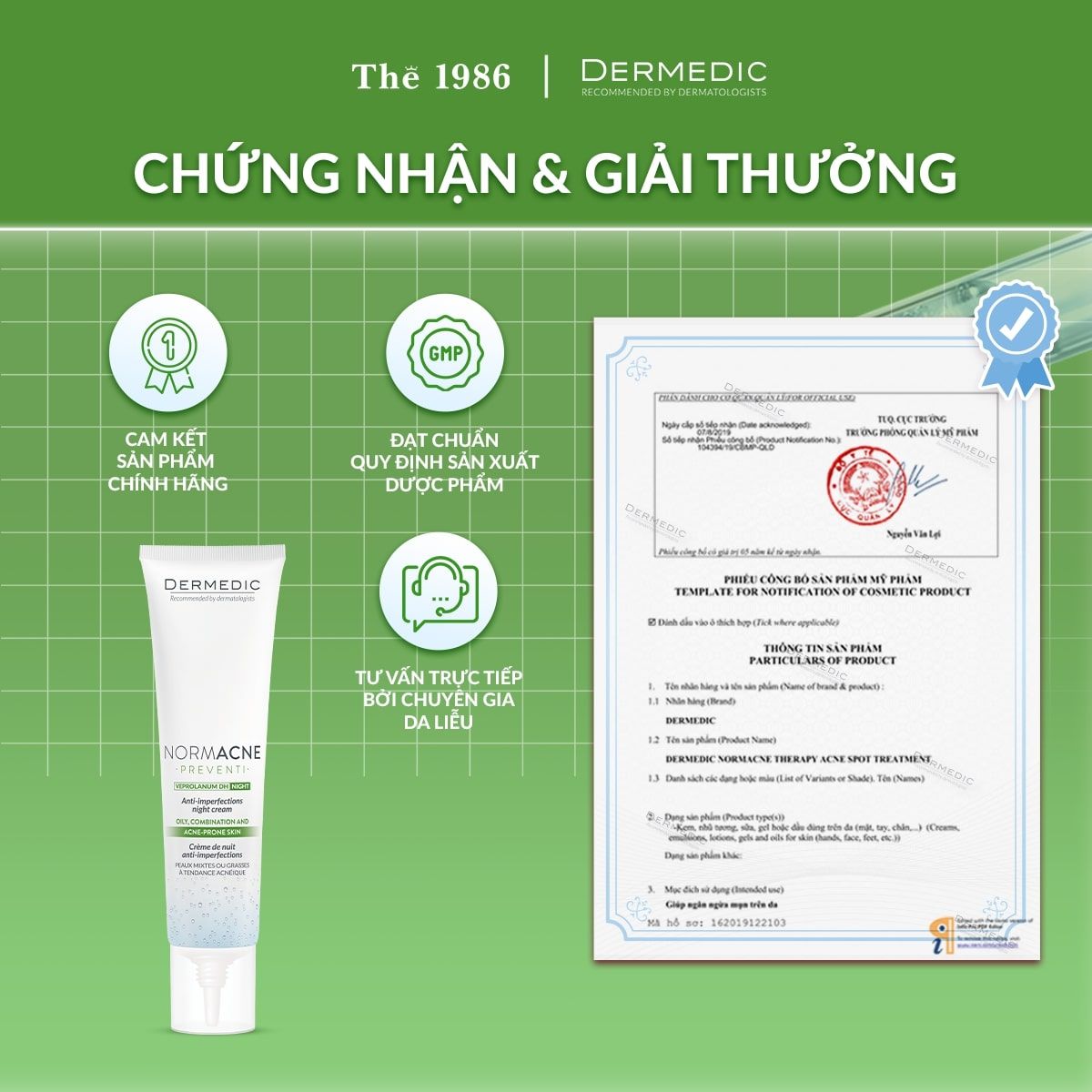  Kem Dưỡng Dermedic Cho Da Dầu Mụn Normacne Anti-Imperfections Night Cream 40ml 