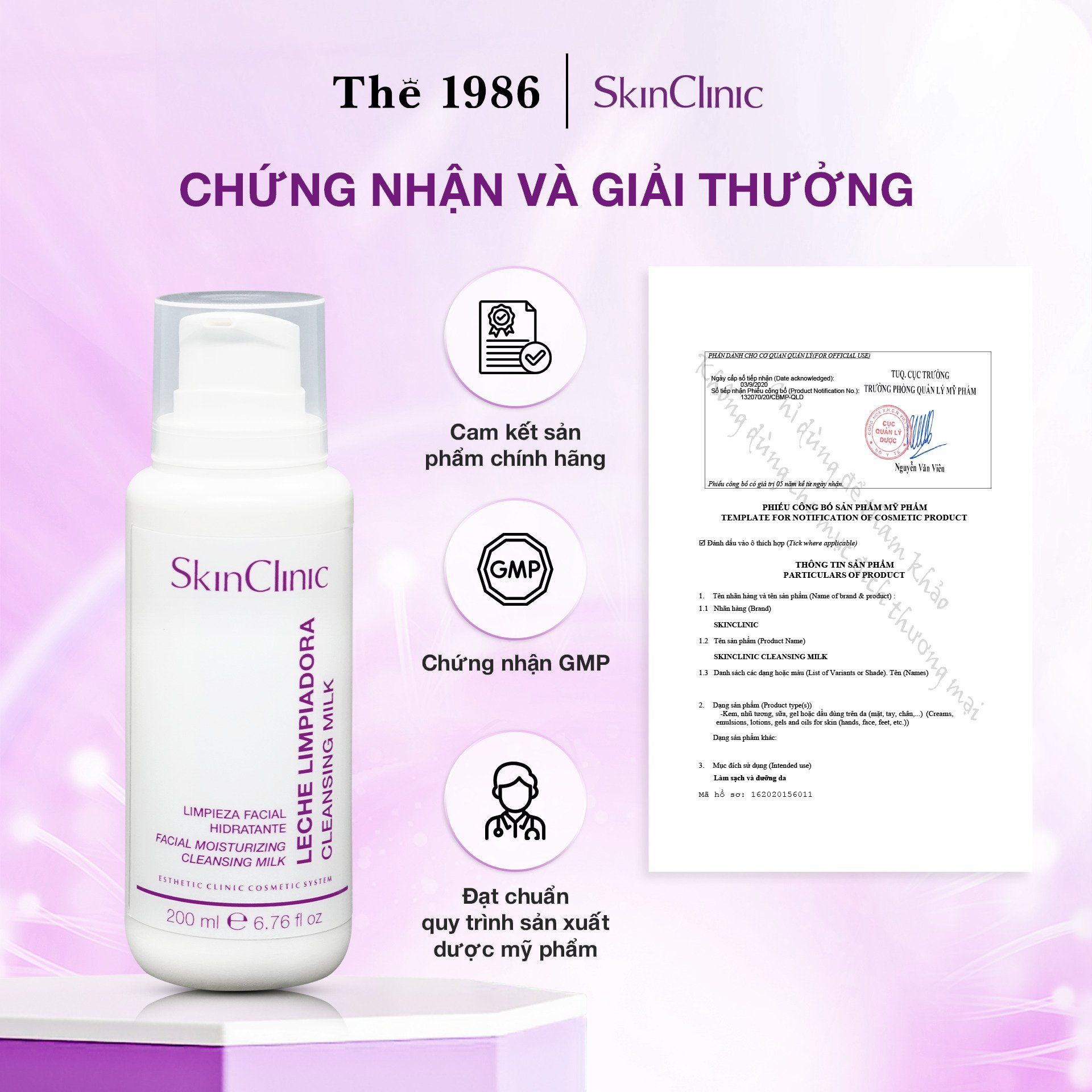  Sữa rửa mặt không tạo bọt Skinclinic Cleansing Milk 