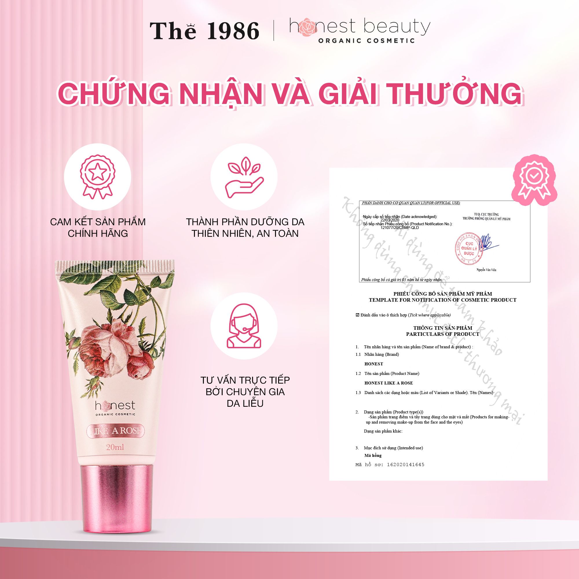  Kem dưỡng tạo má hồng Honest Beauty Like A Rose 20ml 