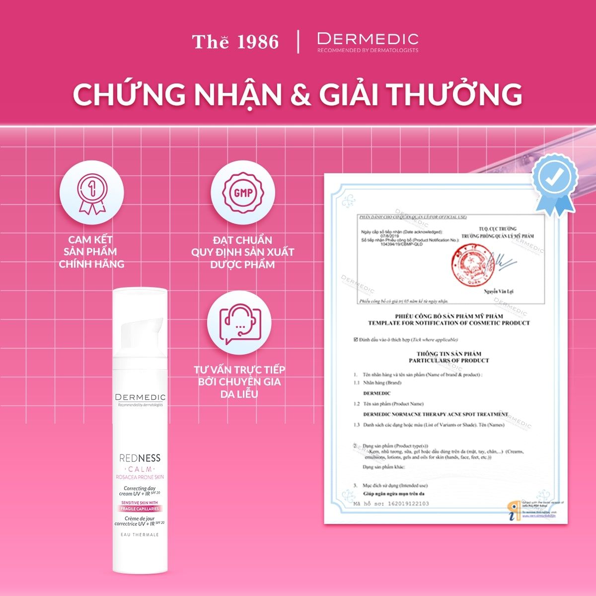  Kem dưỡng da nhạy cảm mẫn đỏ chống lão hóa ban đêm Dermedic Redness Rosacea Prone Skin Anti-Ageing Night Cream 40ml 