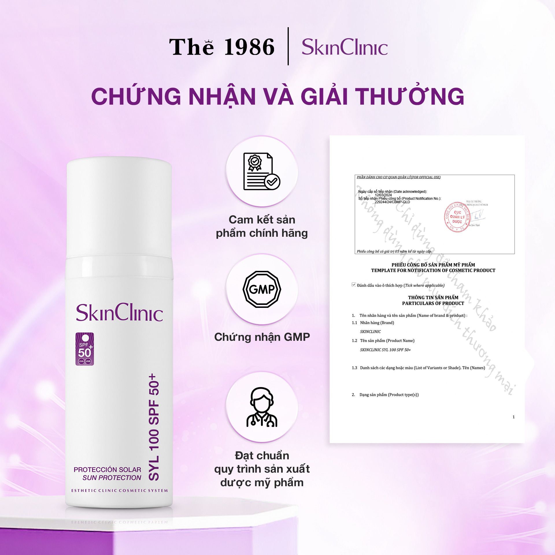  Kem chống nắng ngừa lão hoá SkinClinic SYL 100 SPF50+ 50ml 