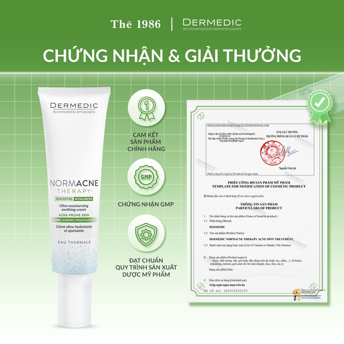  Kem dưỡng Dermedic cho da dầu mụn NORMACNE THERAPY Utra-moisturing Soothing Cream Acne porone skin 40ml 