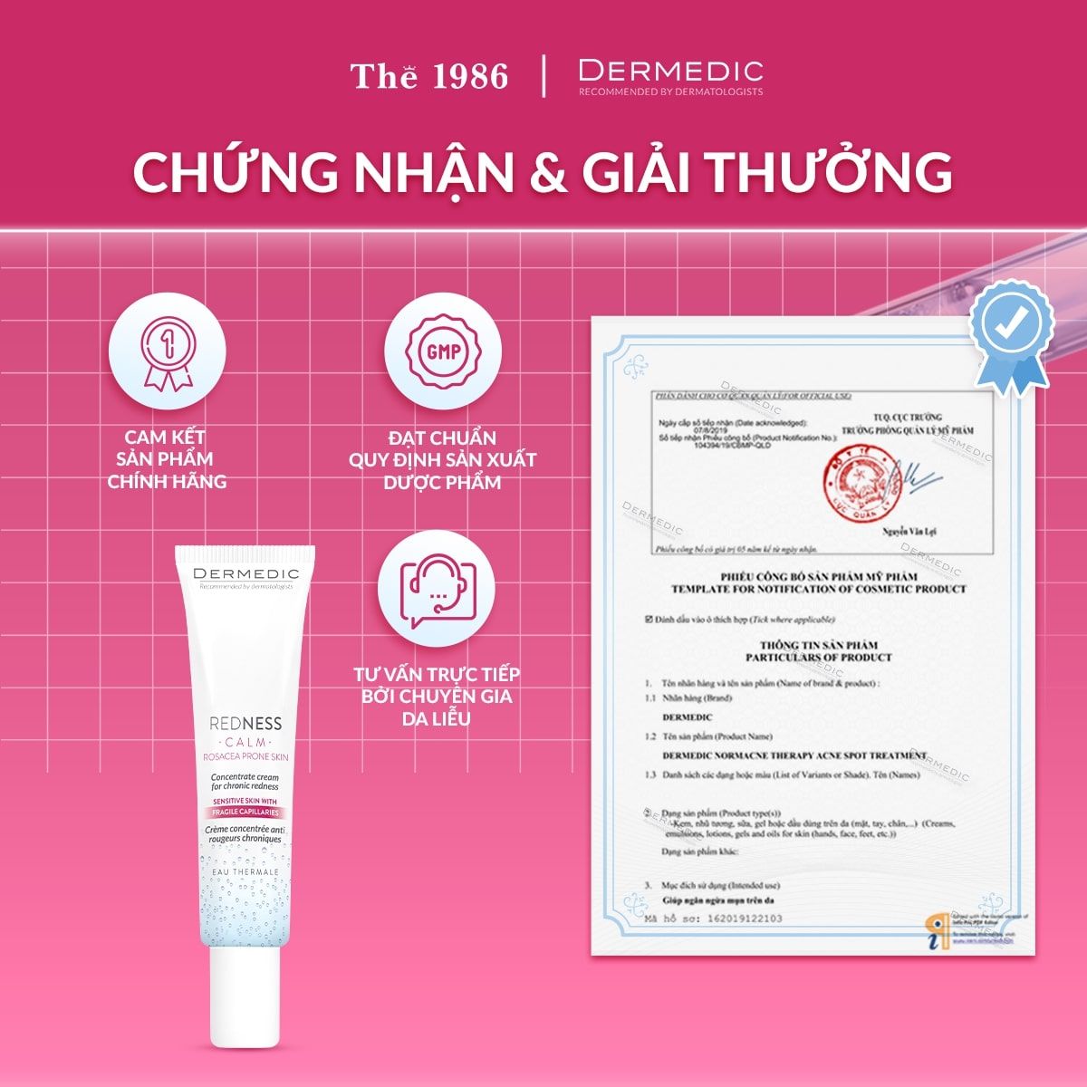  Kem dưỡng dành cho da nhạy cảm mẫn đỏ Dermedic Redness Concentrate Cream For Chronic 40ml 