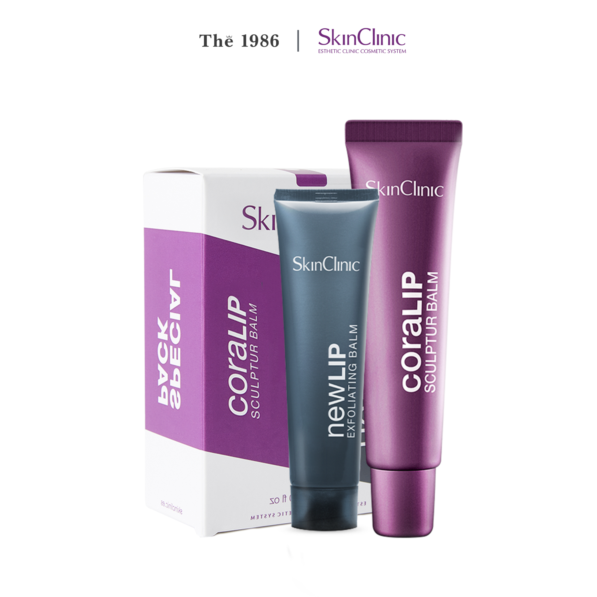  Combo Dưỡng Môi Và Tẩy Tế Bào Chết Môi Skinclinic Pack Coralip 15Ml + New Lip 15Ml 