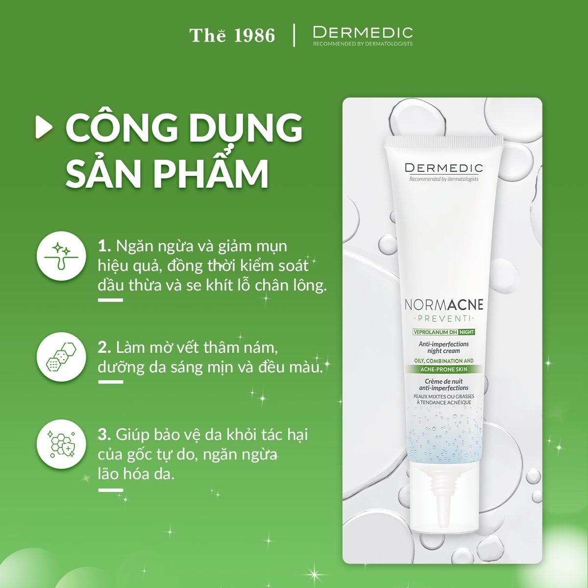  Kem Dưỡng Dermedic Cho Da Dầu Mụn Normacne Anti-Imperfections Night Cream 40ml 
