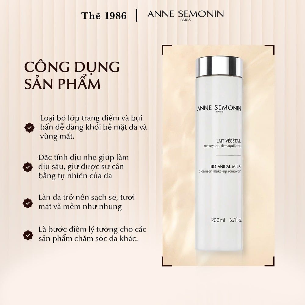  Sửa rửa mặt Anne Semonin Botanical Milk 200ml 