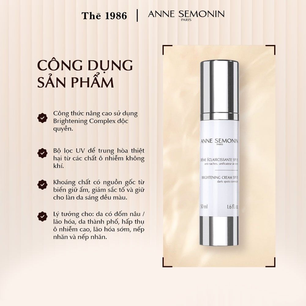  Kem sáng da ban ngày Anne Semonin Brightening Cream SPF15 50ml 