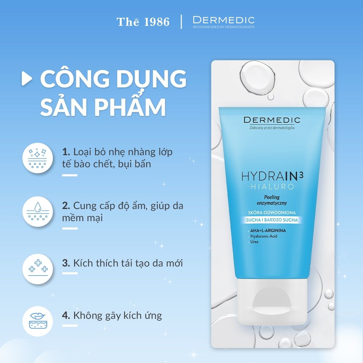  Tẩy tế bào chết sinh học dành cho da khô và da mất nước - HYDRAIN3 HIALURO Enzyme Peeling 50g 