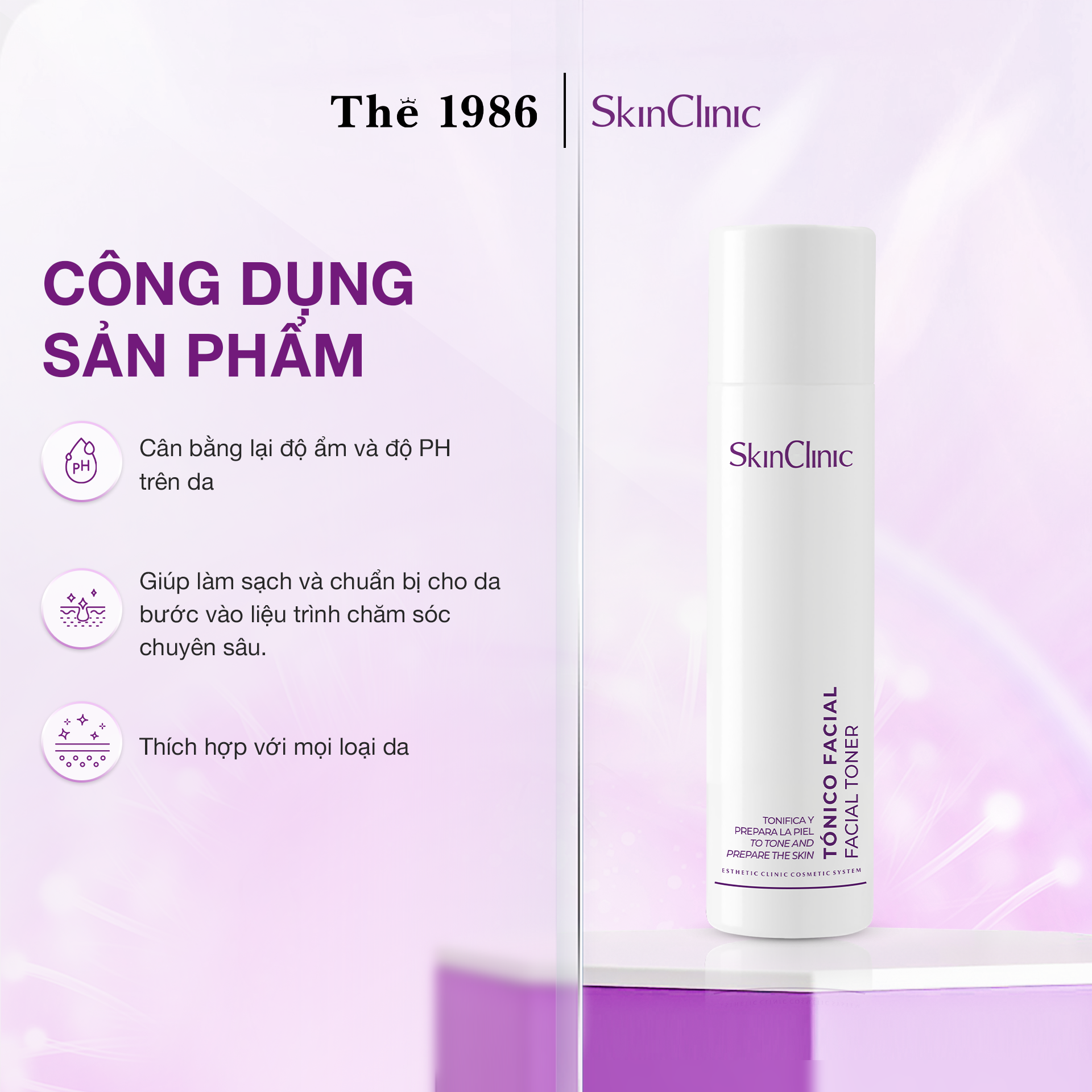  Toner cân bằng dộ ẩm và độ pH cho da SkinClinic Facial Toner 