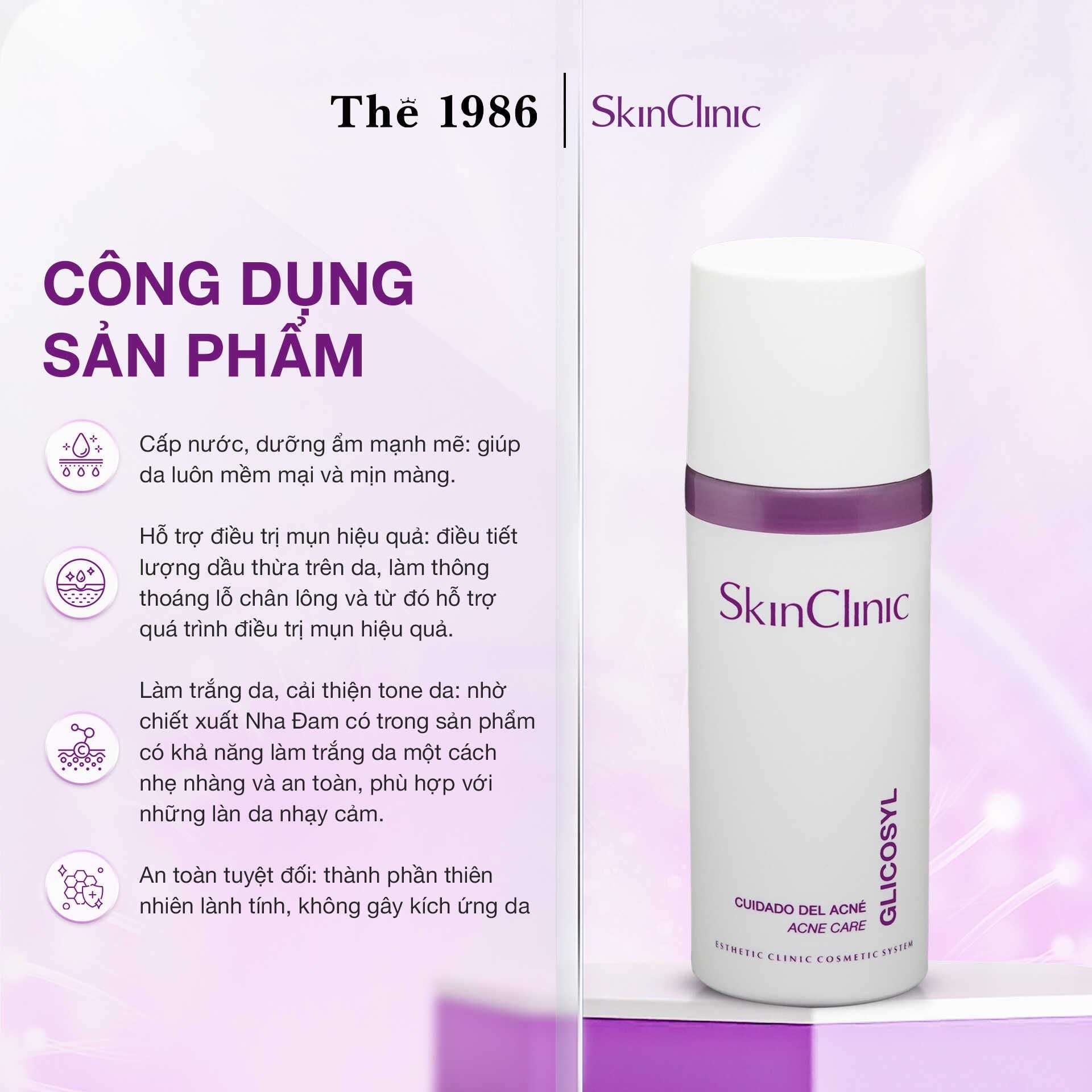  Gel điều trị mụn - dưỡng ẩm Skinclinic Glicosyl 