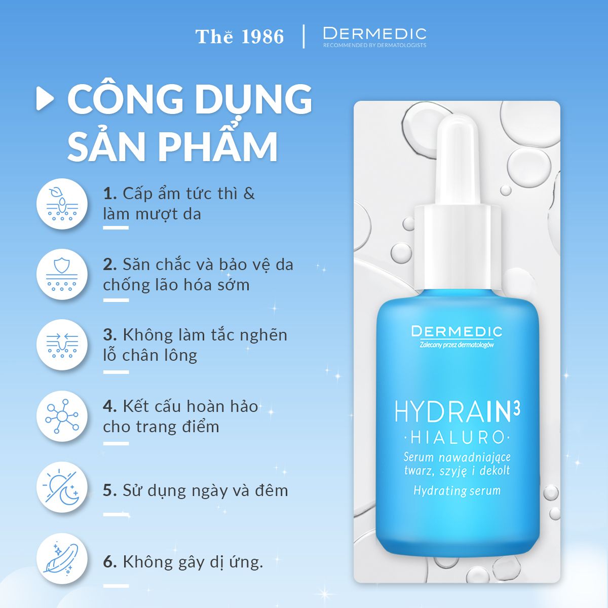  Serum cấp nước dành cho da khô HYDRAIN3 HIALURO Hydrating Serum For Face Neck And Decolltage 30ml 