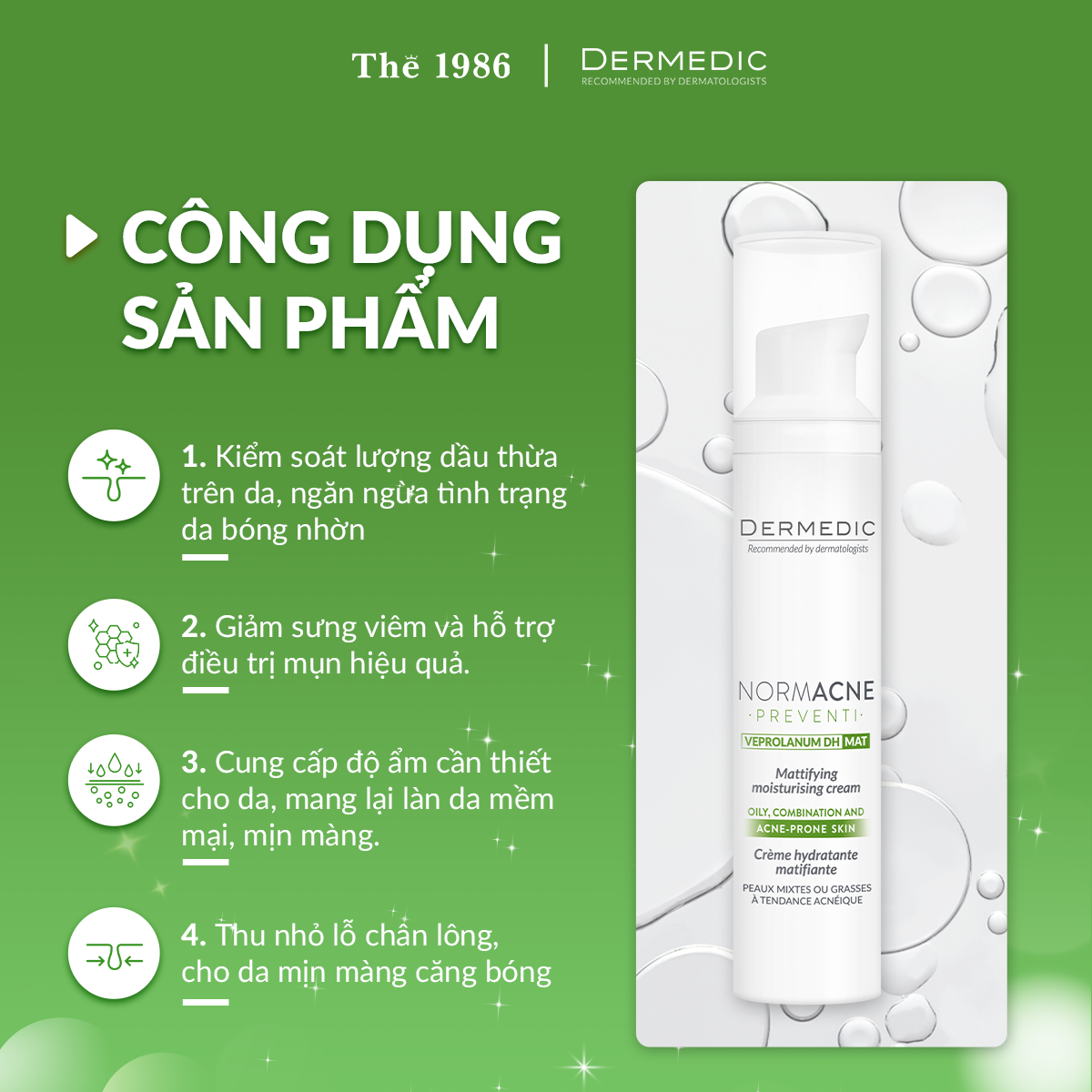  Kem Dưỡng Ẩm Ban Ngày Kiềm Dầu Giảm Mụn Normacne Mattifying Moisturising Cream 40ml 