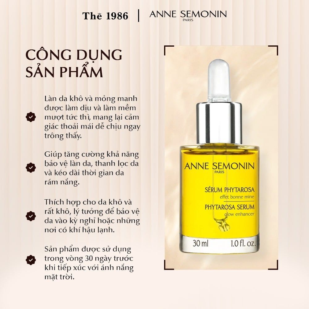  Serum dưỡng ẩm sâu Anne Semonin Phytarosa Serum 30ml 