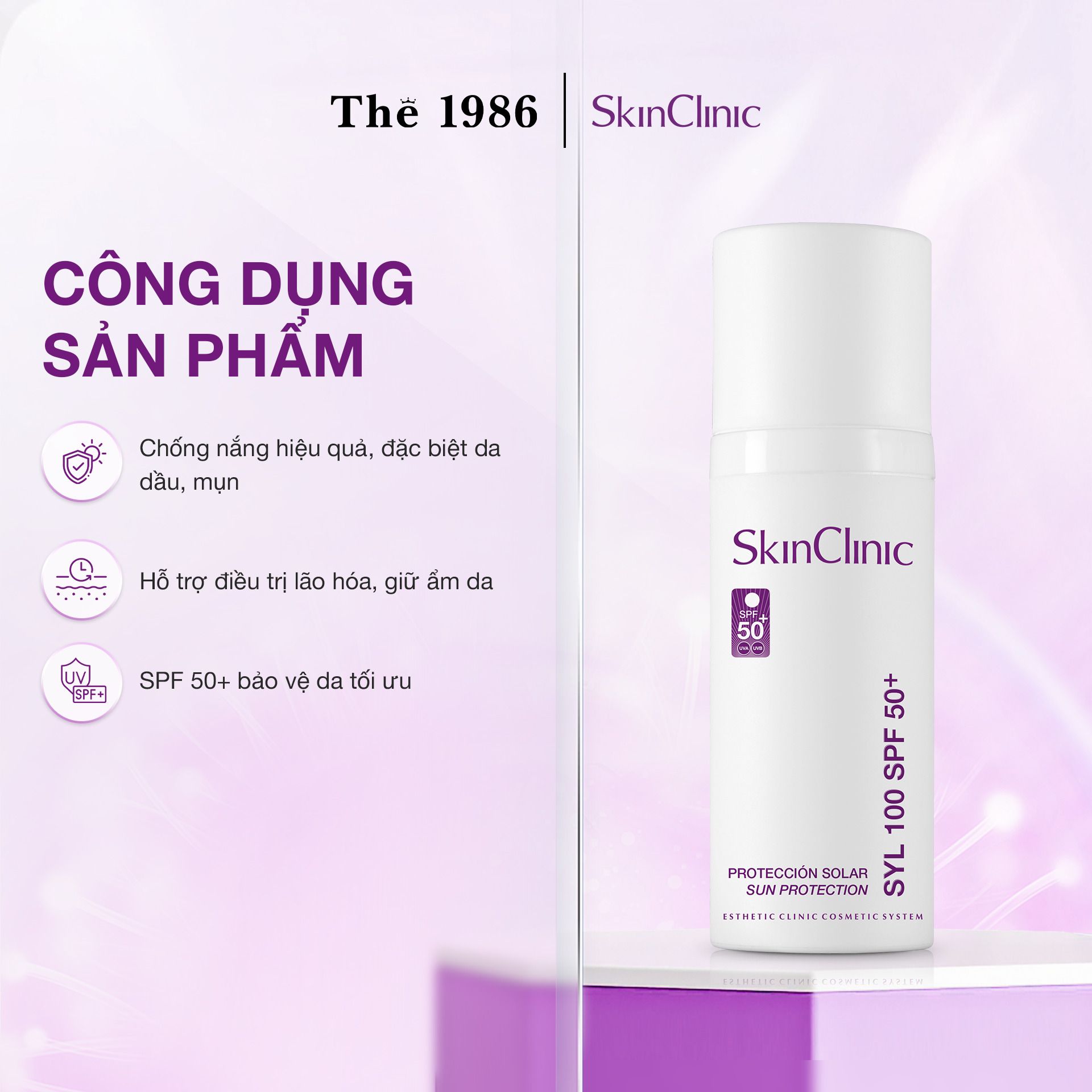  Kem chống nắng ngừa lão hoá SkinClinic SYL 100 SPF50+ 50ml 
