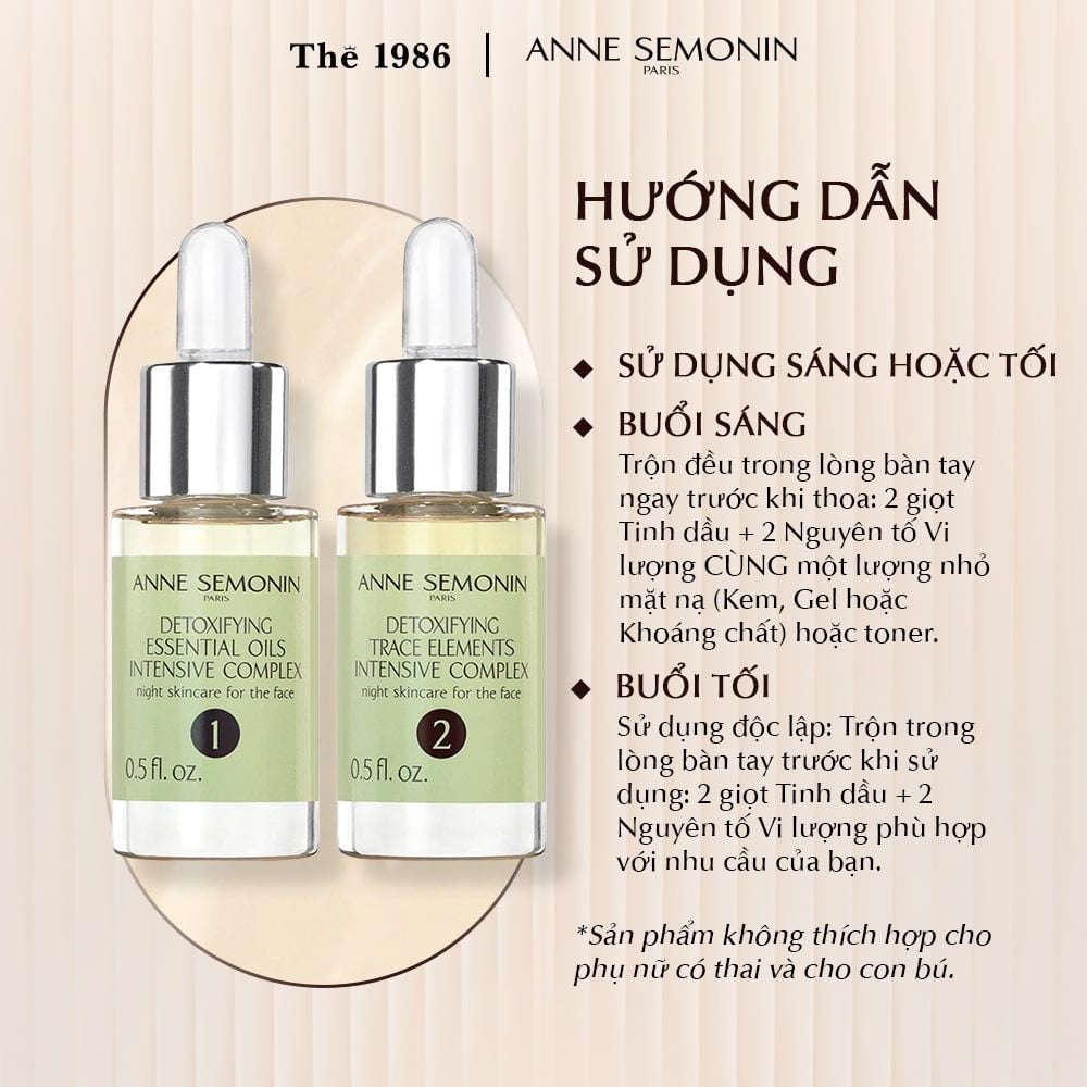  Combo 2 Lọ Serum Phức hợp Anne Semonin chăm sóc da Detoxifying Intensive Complex 15ml 