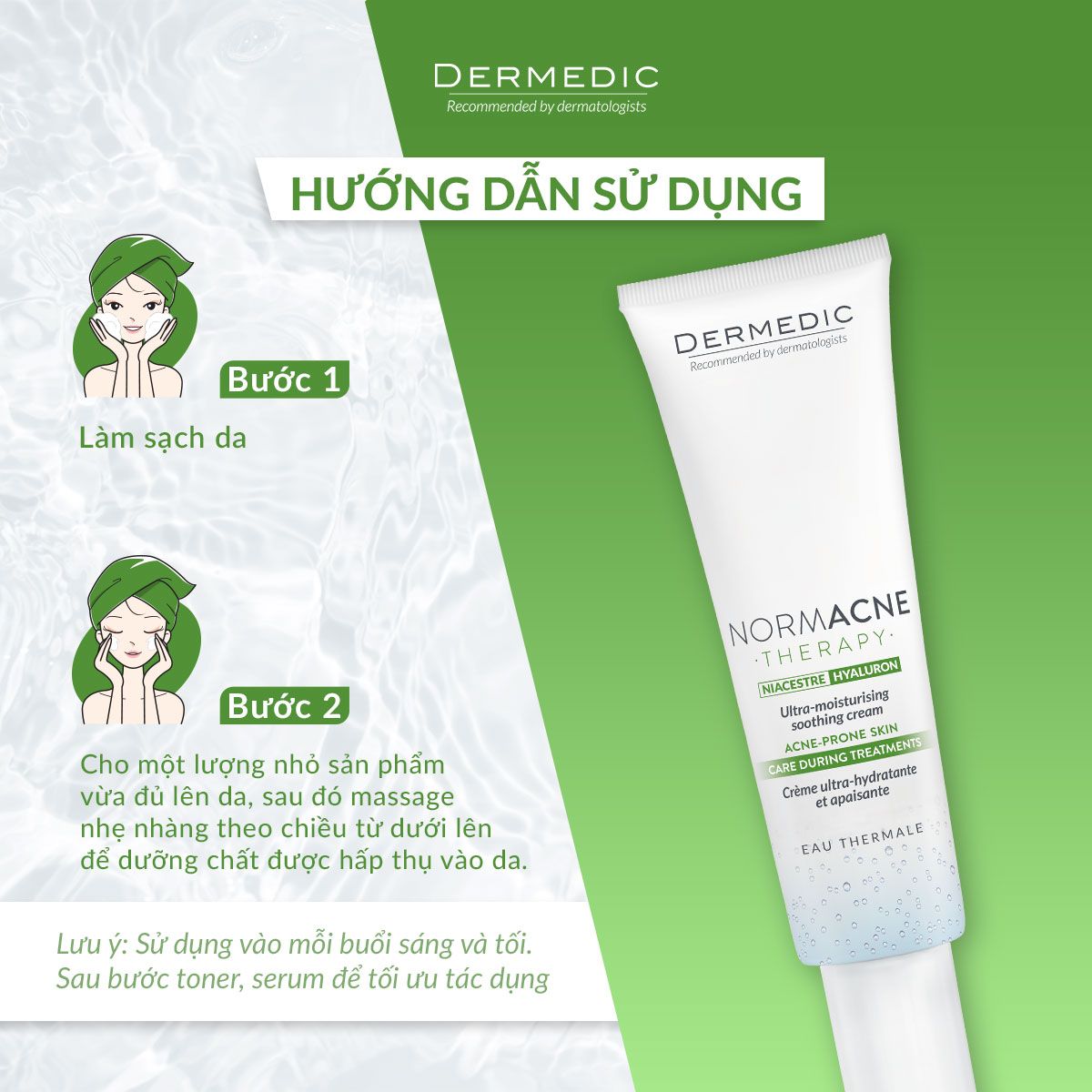  Kem dưỡng Dermedic cho da dầu mụn NORMACNE THERAPY Utra-moisturing Soothing Cream Acne porone skin 40ml 