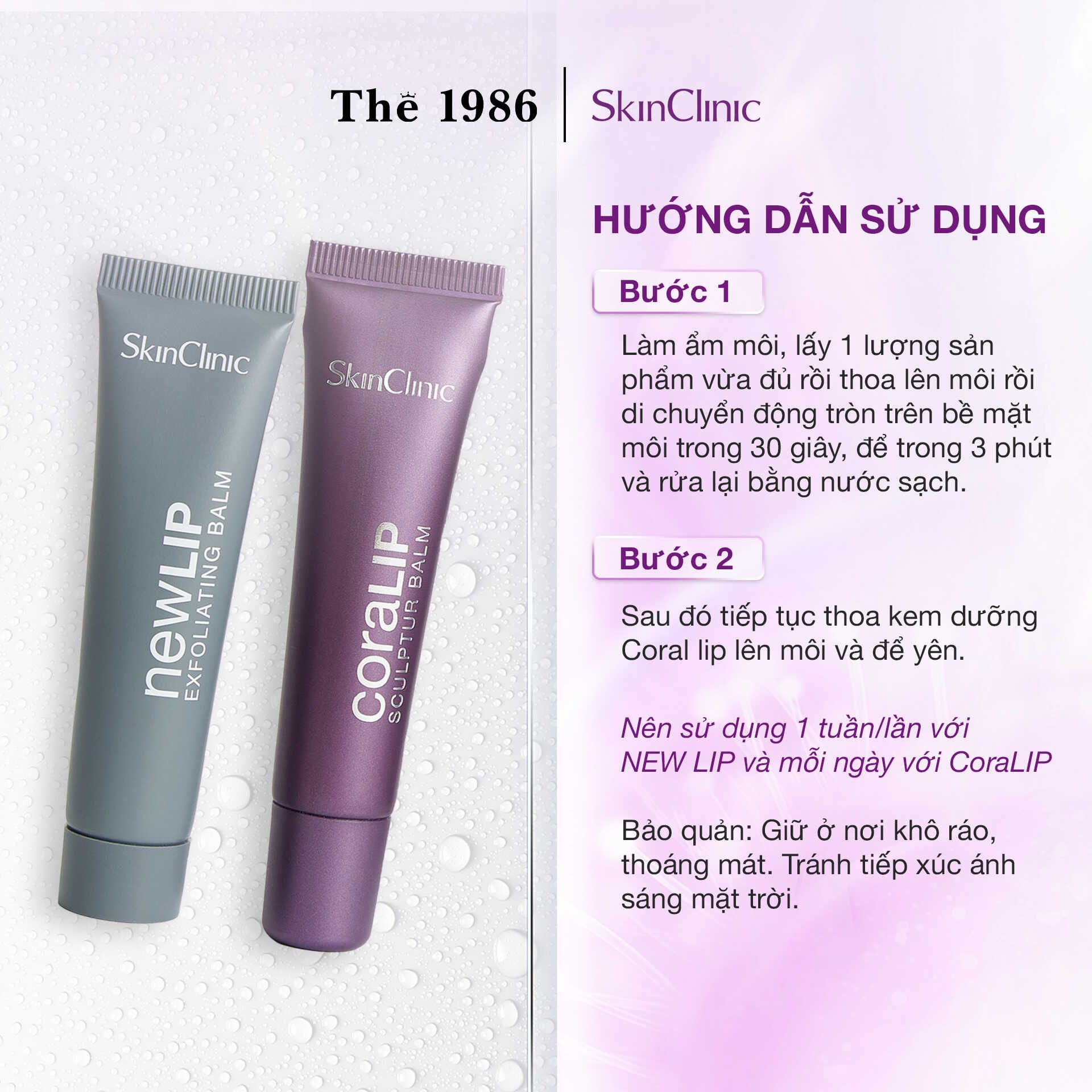  Combo Dưỡng Môi Và Tẩy Tế Bào Chết Môi Skinclinic Pack Coralip 15Ml + New Lip 15Ml 