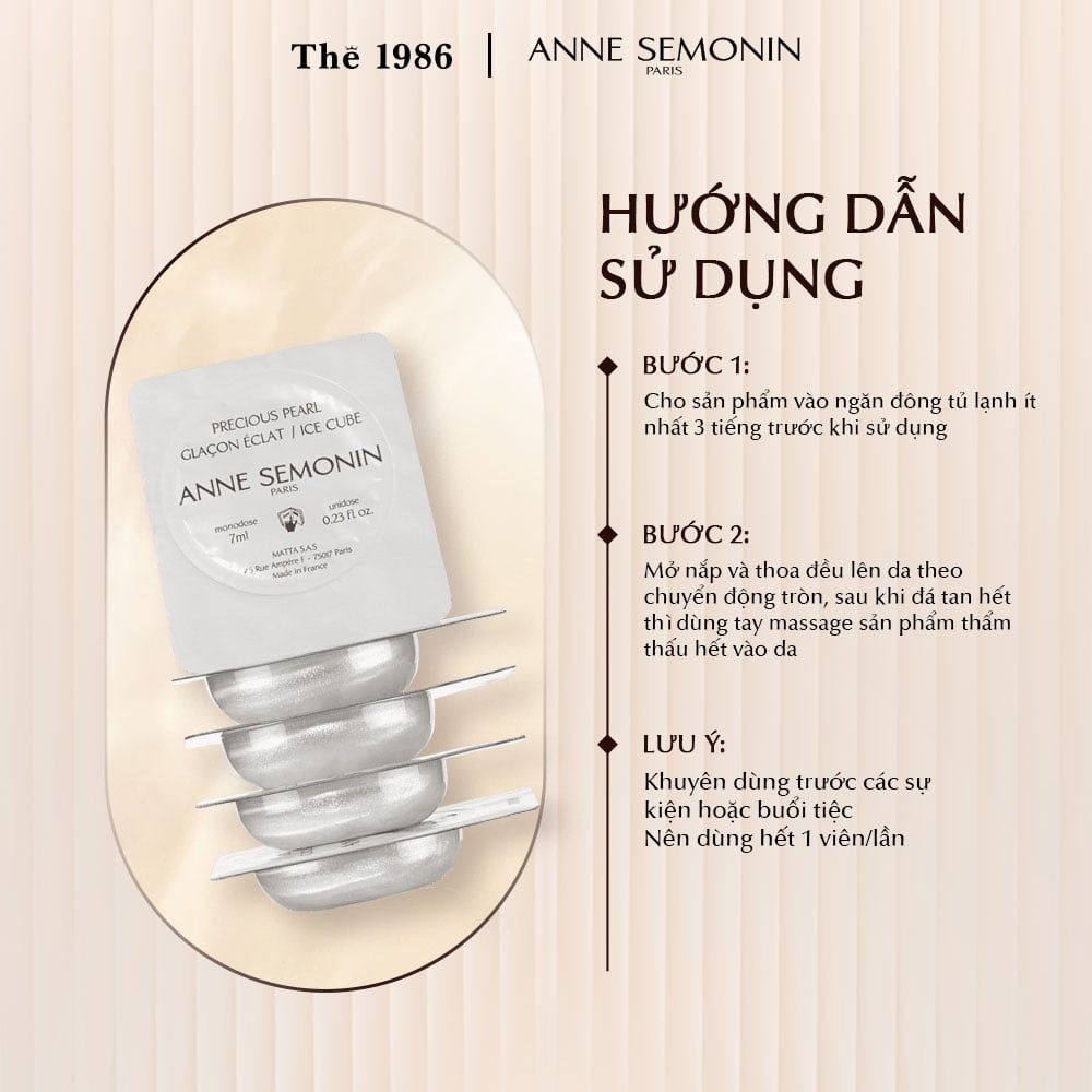  Serum băng dưỡng ẩm, sáng da, thu nhỏ lỗ chân lông Precious pearl ice cube - Anne Semonin 7ml (1 VIÊN) 