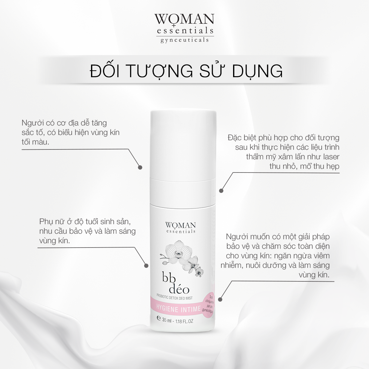  Xịt khử mùi vùng kín và cân bằng lợi khuẩn Woman Essentials bb déo 35ml 