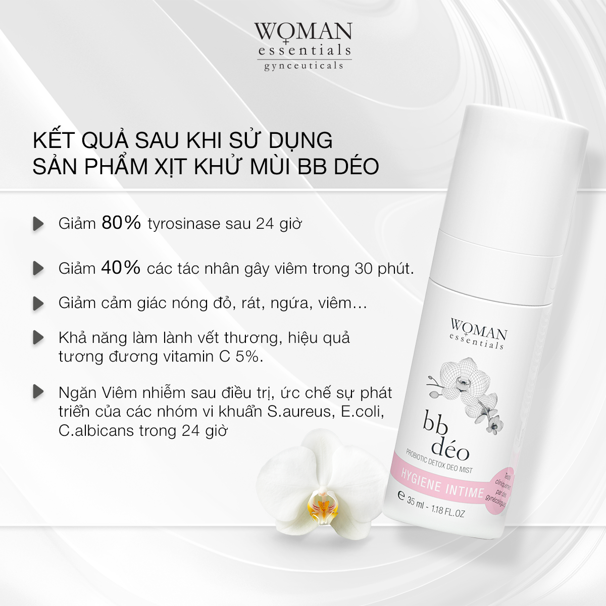  Xịt khử mùi vùng kín và cân bằng lợi khuẩn Woman Essentials bb déo 35ml 