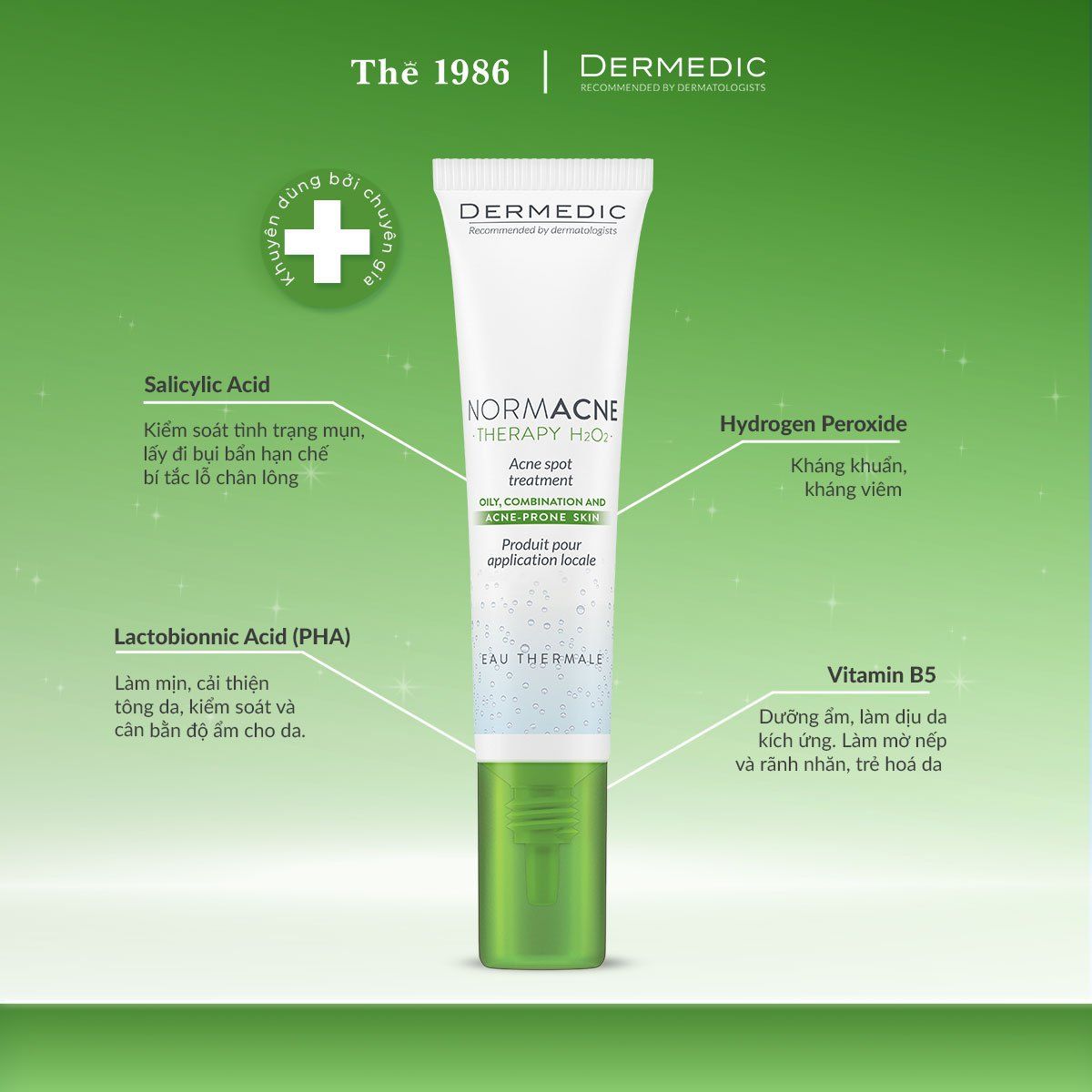  Kem điều trị mụn và đốm mụn NORMACNE Acne Spot Treatment 15ml 