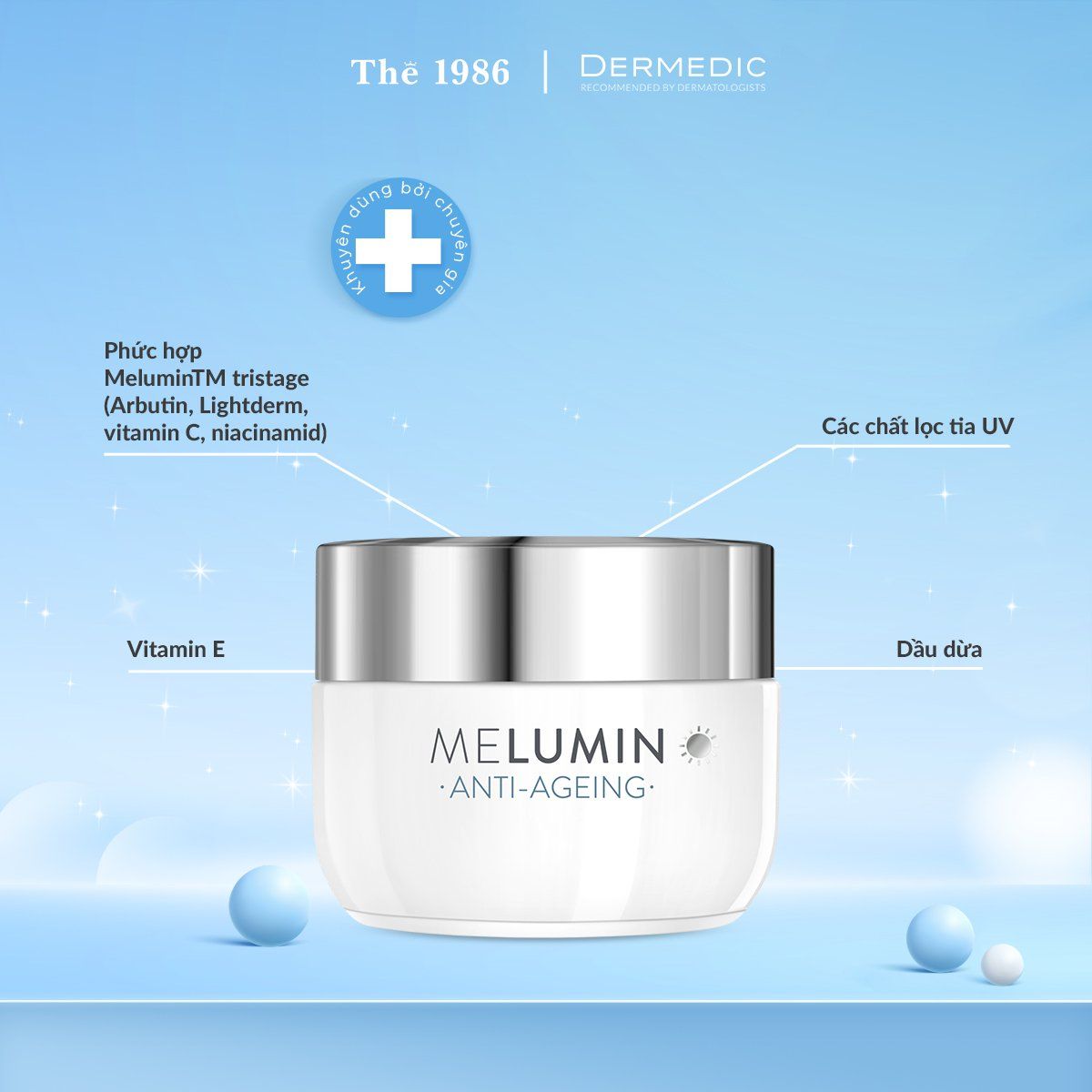  Kem dưỡng ban ngày làm sáng và đều màu da MELUMIN Brightening Protective Day Cream SPF 50+ 50g 