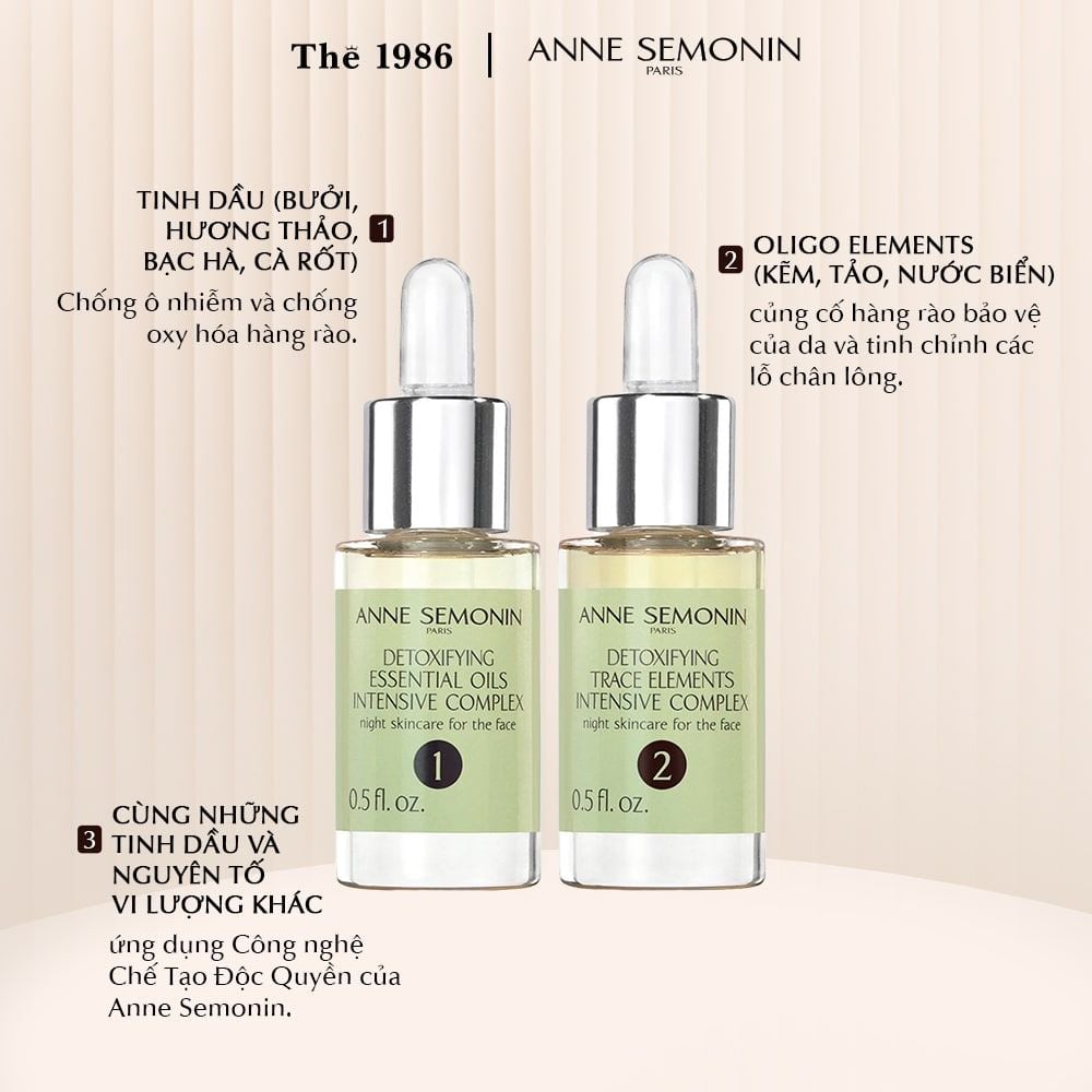  Combo 2 Lọ Serum Phức hợp Anne Semonin chăm sóc da Detoxifying Intensive Complex 15ml 