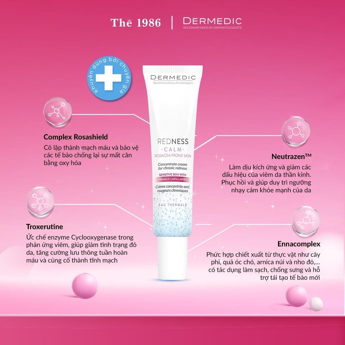  Kem dưỡng dành cho da nhạy cảm mẫn đỏ Dermedic Redness Concentrate Cream For Chronic 40ml 