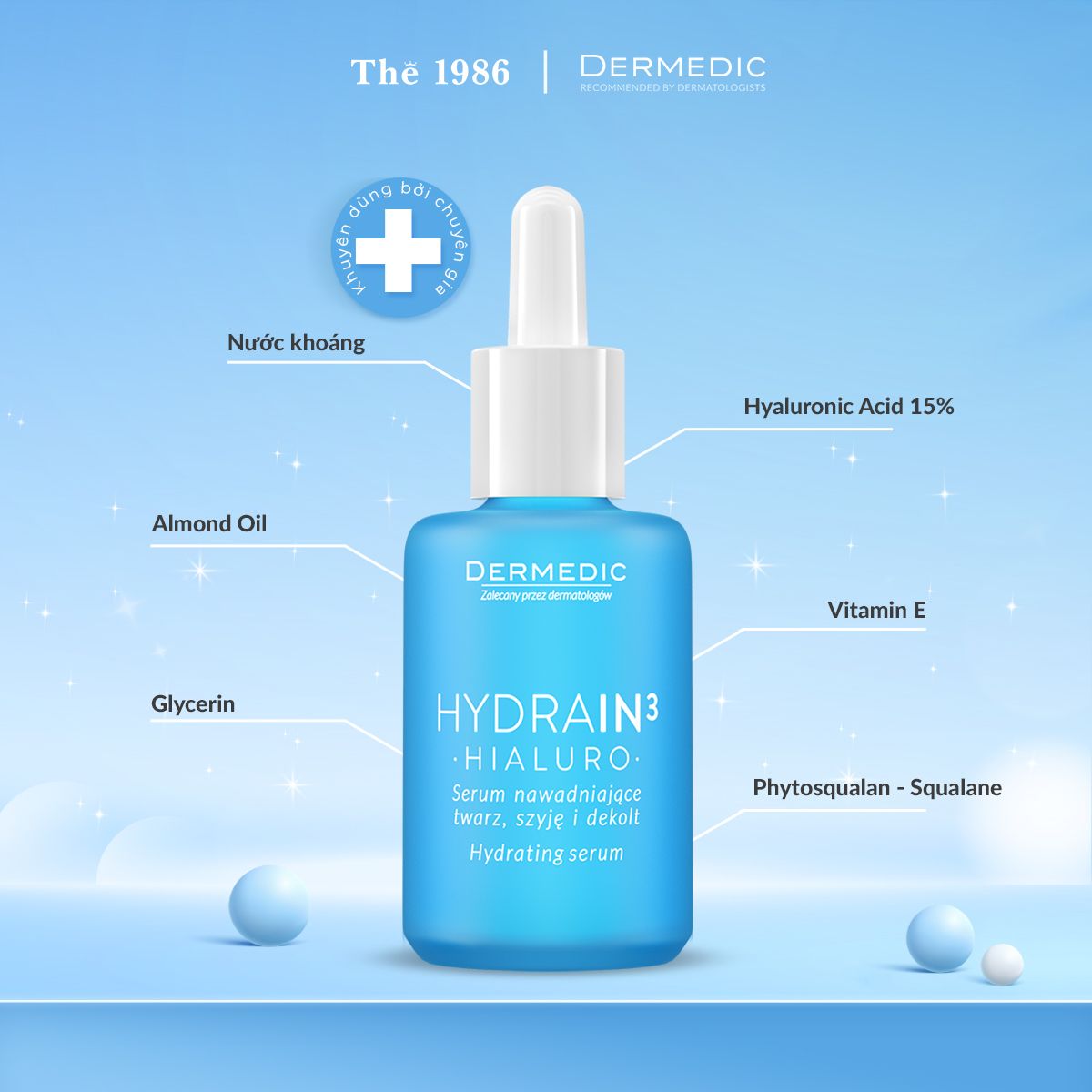  Serum cấp nước dành cho da khô HYDRAIN3 HIALURO Hydrating Serum For Face Neck And Decolltage 30ml 